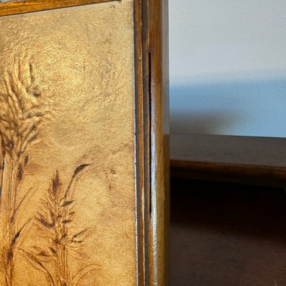 Italian Ceramic Tile Trivet with Wood Frame, Neutral Colors Wheat Browns Beige - Picture 7 of 8